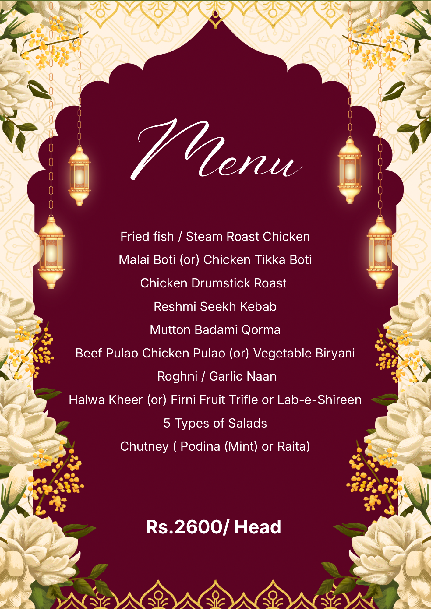 Baraat Menu 1