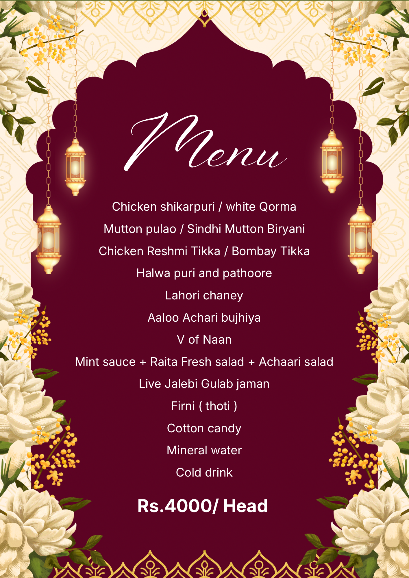 Baraat Menu 5