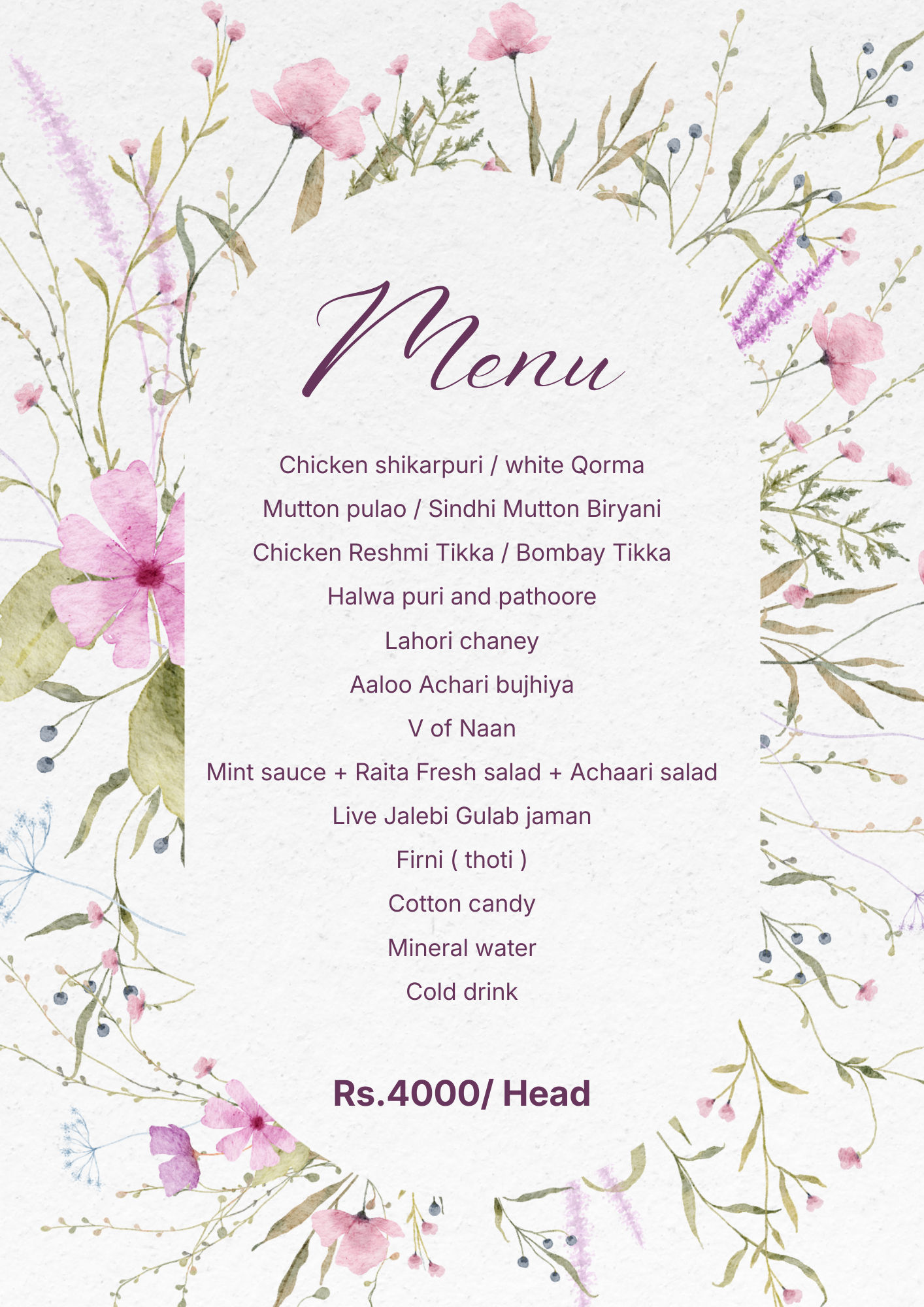 Waleema Event Menu 5